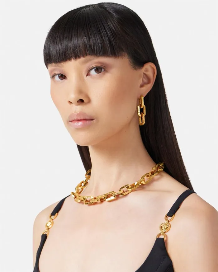 Versace Earrings Greca Quilting Drop Earrings Light Gold 8211 Women Versace Earrings Greca Quilting Drop Earrings Light Gold 8211 Women