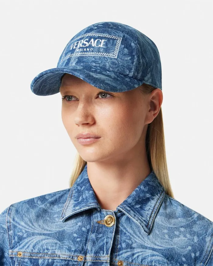Versace Hats and Caps Barocco Denim Logo Baseball Cap Blue 8211 Women Versace Hats and Caps Barocco Denim Logo Baseball Cap Blue 8211 Women
