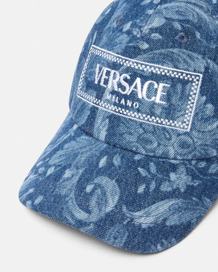 Versace Hats and Caps Barocco Denim Logo Baseball Cap Blue 8211 Women Versace Hats and Caps Barocco Denim Logo Baseball Cap Blue 8211 Women