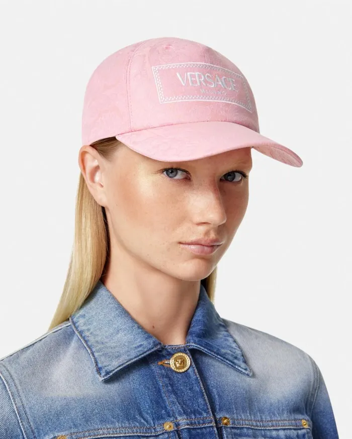 Versace Hats and Caps Barocco Jacquard Logo Baseball Cap Light Pink 8211 Women Versace Hats and Caps Barocco Jacquard Logo Baseball Cap Light Pink 8211 Women