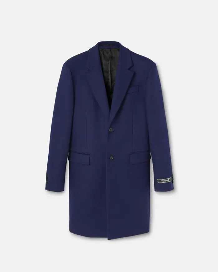 Versace Jackets and Coats CashmereBlend Long Coat Blue 8211 Men