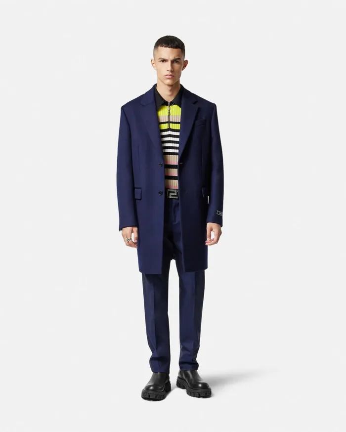 Versace Jackets and Coats CashmereBlend Long Coat Blue 8211 Men Versace Jackets and Coats CashmereBlend Long Coat Blue 8211 Men