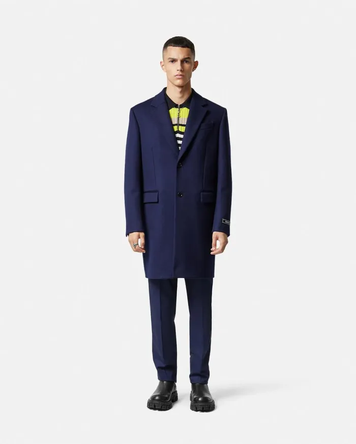 Versace Jackets and Coats CashmereBlend Long Coat Blue 8211 Men Versace Jackets and Coats CashmereBlend Long Coat Blue 8211 Men