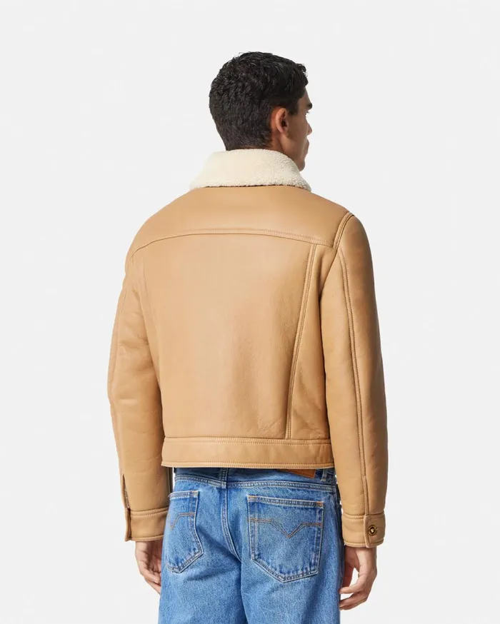 Versace Jackets and Coats Shearling Leather Blouson Jacket Beige 8211 Men Versace Jackets and Coats Shearling Leather Blouson Jacket Beige 8211 Men