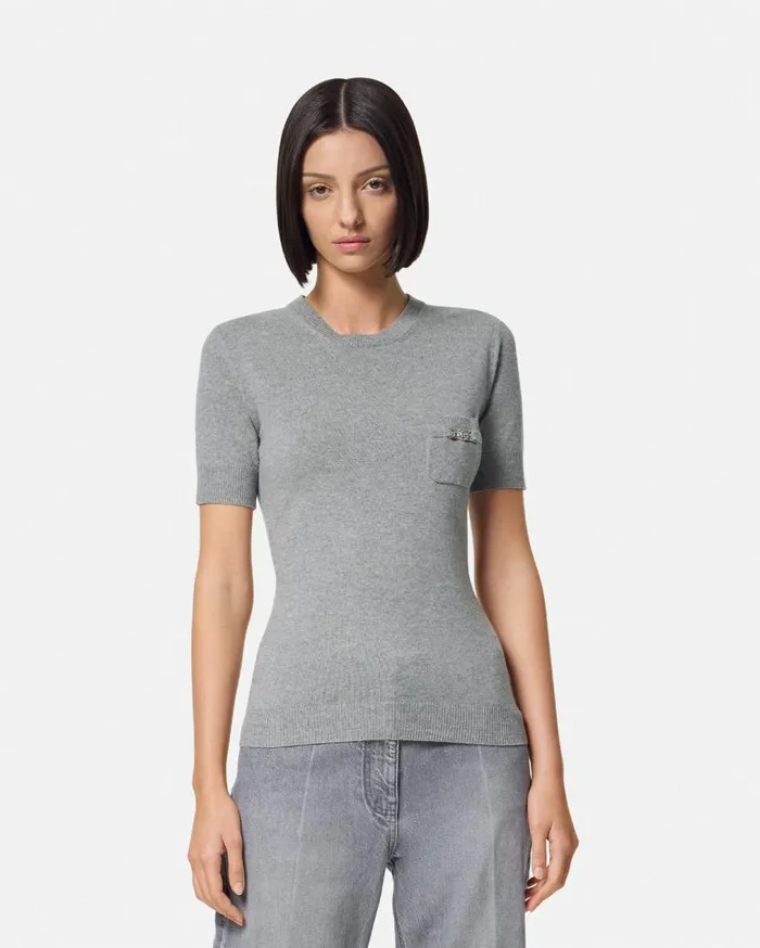 Versace Knitwear CashmereBlend Knit Top Gray 8211 Women Versace Knitwear CashmereBlend Knit Top Gray 8211 Women