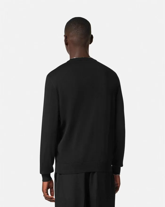 Versace Knitwear Embroidered Medusa Cartouche Jumper Black 8211 Men Versace Knitwear Embroidered Medusa Cartouche Jumper Black 8211 Men