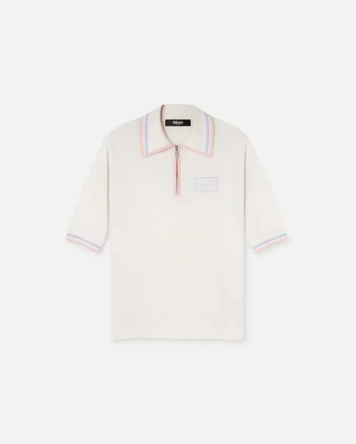 Versace Knitwear Knit Loose Polo Shirt White 8211 Women