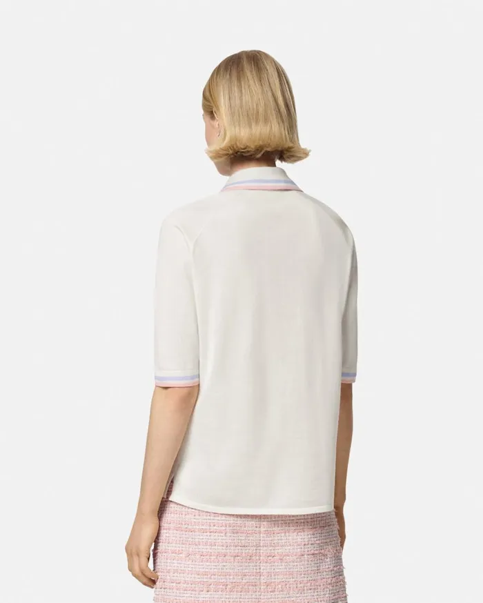 Versace Knitwear Knit Loose Polo Shirt White 8211 Women Versace Knitwear Knit Loose Polo Shirt White 8211 Women