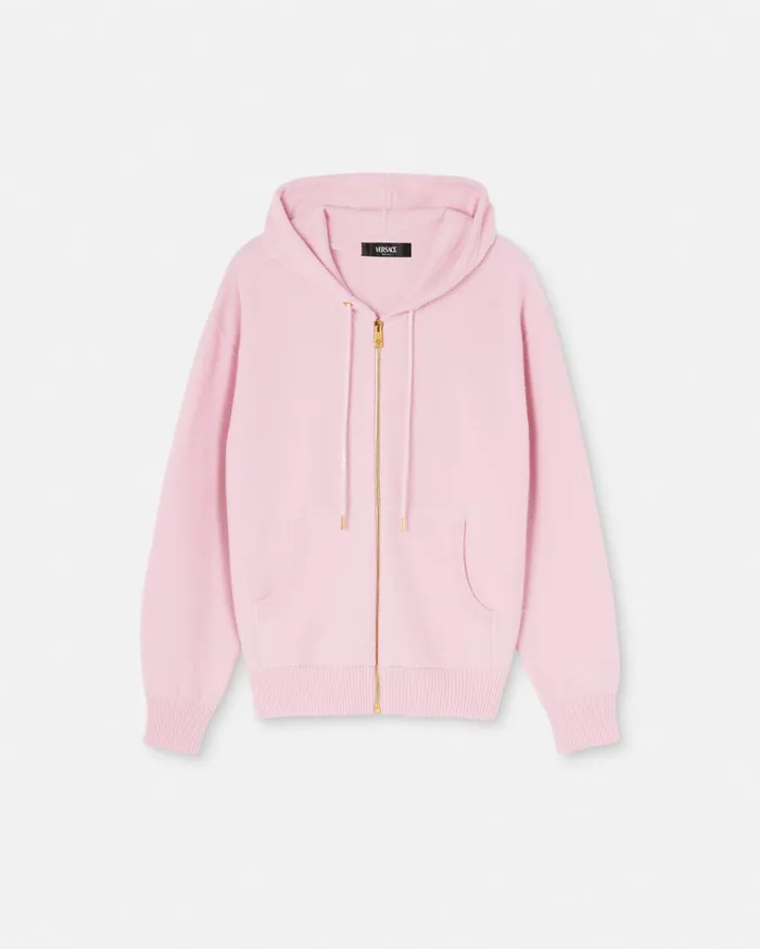 Versace Knitwear Medusa Towel Zip Hoodie Light Pink 8211 Women