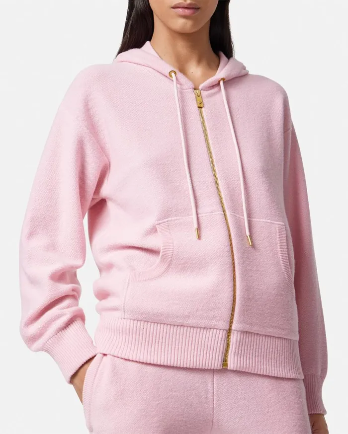 Versace Knitwear Medusa Towel Zip Hoodie Light Pink 8211 Women Versace Knitwear Medusa Towel Zip Hoodie Light Pink 8211 Women
