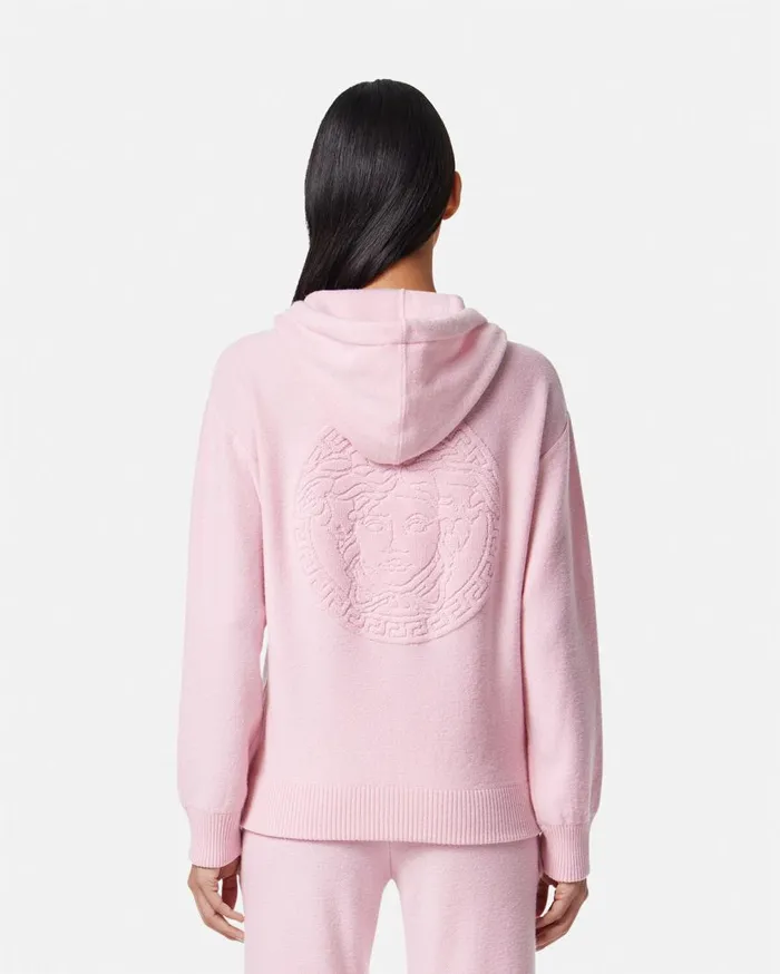 Versace Knitwear Medusa Towel Zip Hoodie Light Pink 8211 Women Versace Knitwear Medusa Towel Zip Hoodie Light Pink 8211 Women