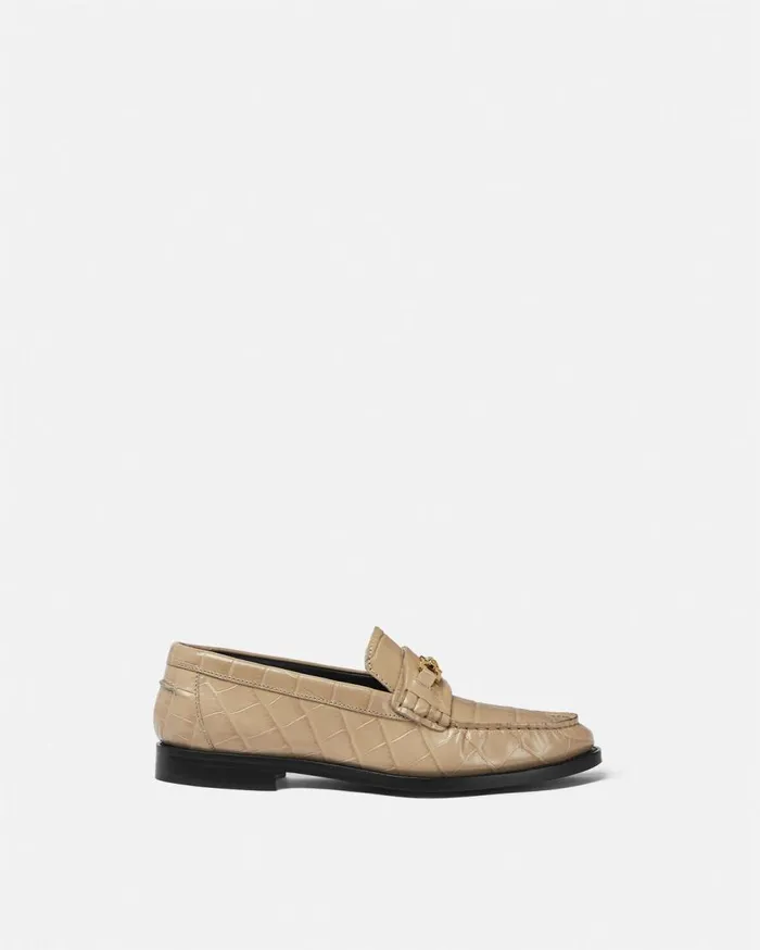 Versace Loafers and Flats CrocEffect Medusa 03995 Loafers Beige 8211 Women