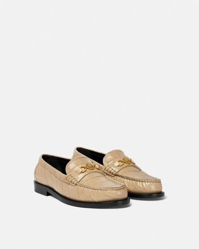 Versace Loafers and Flats CrocEffect Medusa 03995 Loafers Beige 8211 Women Versace Loafers and Flats CrocEffect Medusa 03995 Loafers Beige 8211 Women