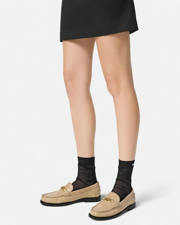 Versace Loafers and Flats CrocEffect Medusa 03995 Loafers Beige 8211 Women Versace Loafers and Flats CrocEffect Medusa 03995 Loafers Beige 8211 Women