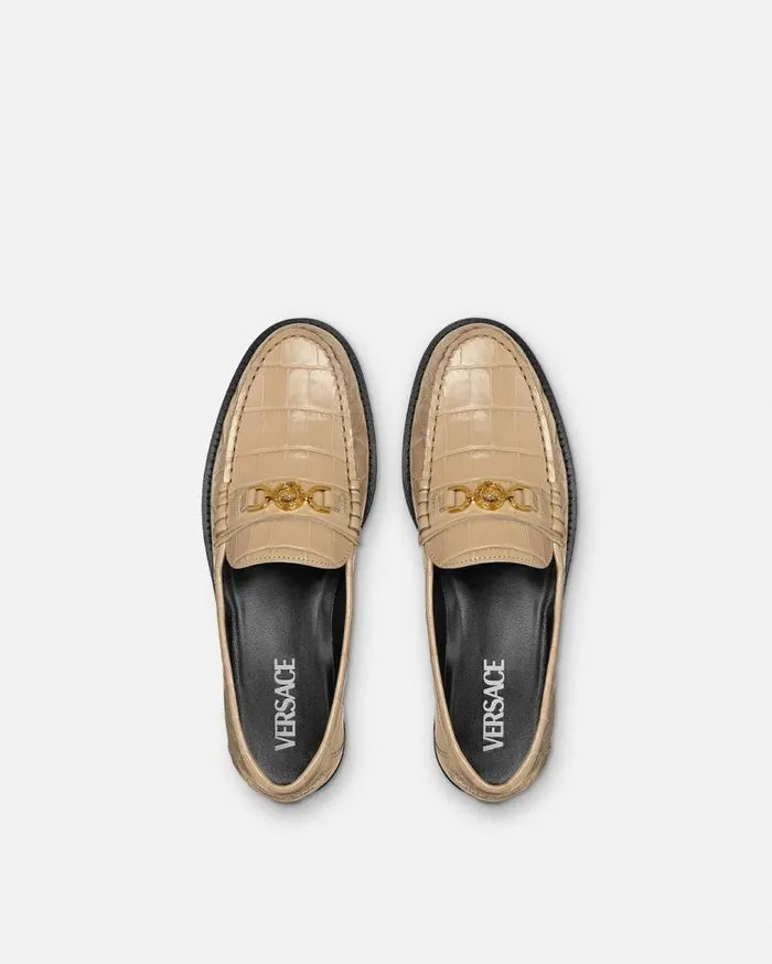 Versace Loafers and Flats CrocEffect Medusa 03995 Loafers Beige 8211 Women Versace Loafers and Flats CrocEffect Medusa 03995 Loafers Beige 8211 Women