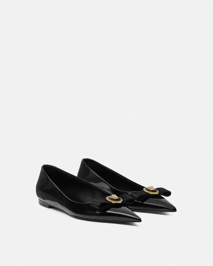 Versace Loafers and Flats Gianni Ribbon Flats Blackgold 8211 Women Versace Loafers and Flats Gianni Ribbon Flats Blackgold 8211 Women