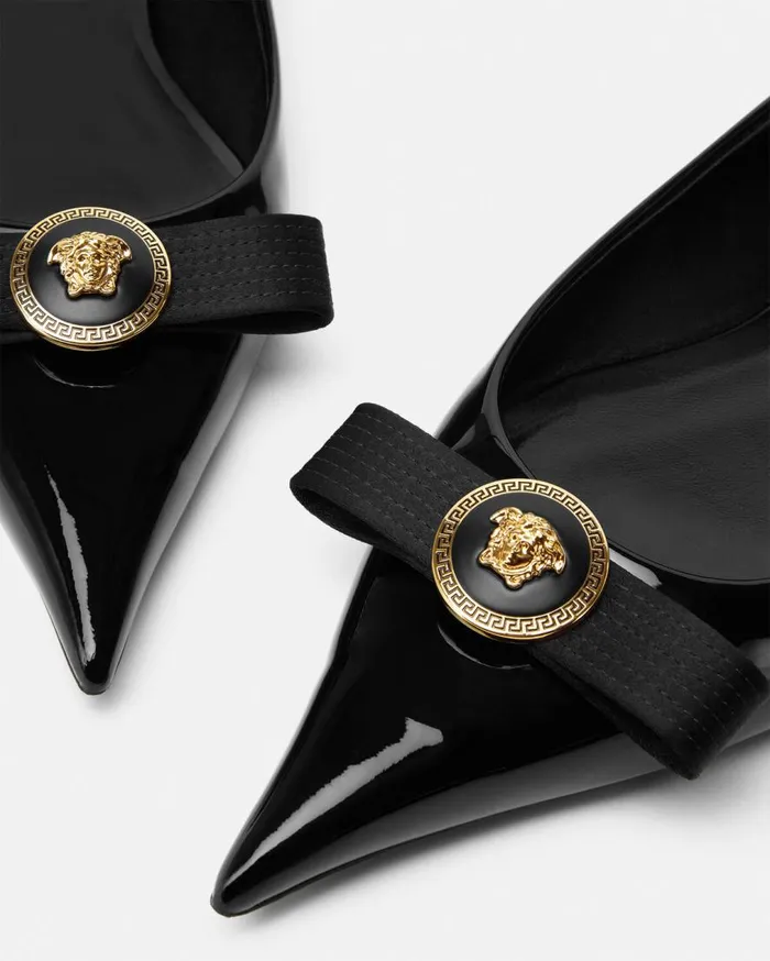 Versace Loafers and Flats Gianni Ribbon Flats Blackgold 8211 Women Versace Loafers and Flats Gianni Ribbon Flats Blackgold 8211 Women