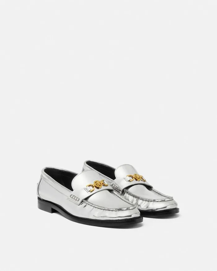 Versace Loafers and Flats Medusa 03995 Metallic Loafers Silver 8211 Women Versace Loafers and Flats Medusa 03995 Metallic Loafers Silver 8211 Women