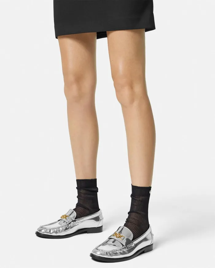 Versace Loafers and Flats Medusa 03995 Metallic Loafers Silver 8211 Women Versace Loafers and Flats Medusa 03995 Metallic Loafers Silver 8211 Women