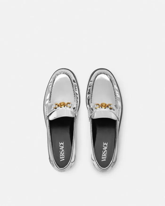 Versace Loafers and Flats Medusa 03995 Metallic Loafers Silver 8211 Women Versace Loafers and Flats Medusa 03995 Metallic Loafers Silver 8211 Women