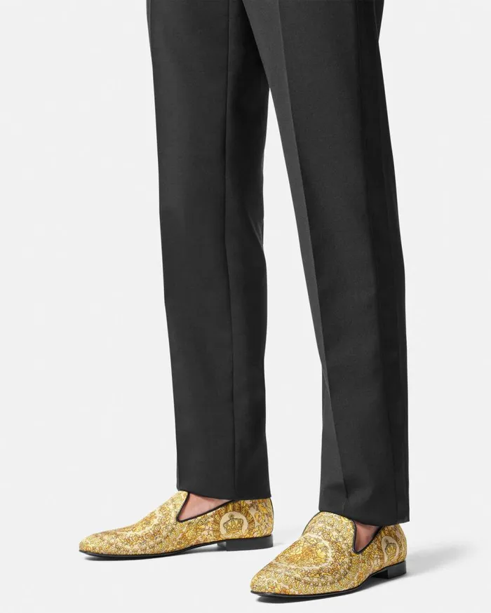 Versace Loafers and Slippers Barocco Satin Slippers Yellowprint 8211 Men Versace Loafers and Slippers Barocco Satin Slippers Yellowprint 8211 Men