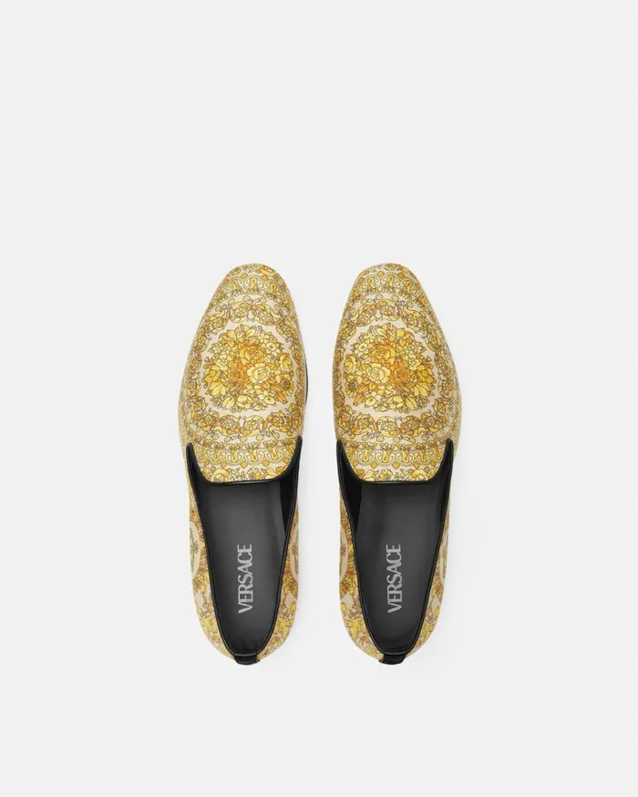 Versace Loafers and Slippers Barocco Satin Slippers Yellowprint 8211 Men Versace Loafers and Slippers Barocco Satin Slippers Yellowprint 8211 Men