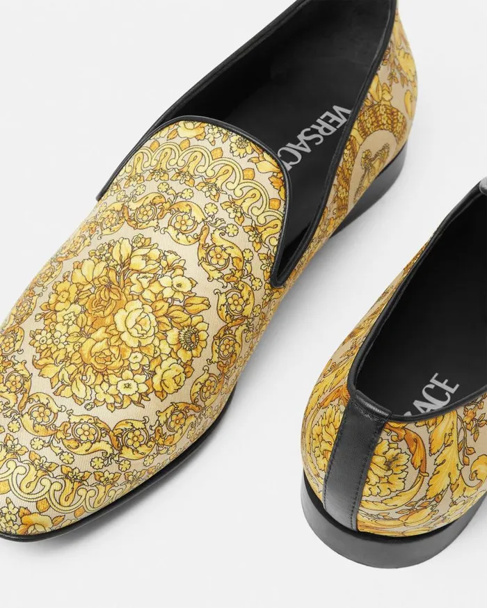 Versace Loafers and Slippers Barocco Satin Slippers Yellowprint 8211 Men Versace Loafers and Slippers Barocco Satin Slippers Yellowprint 8211 Men