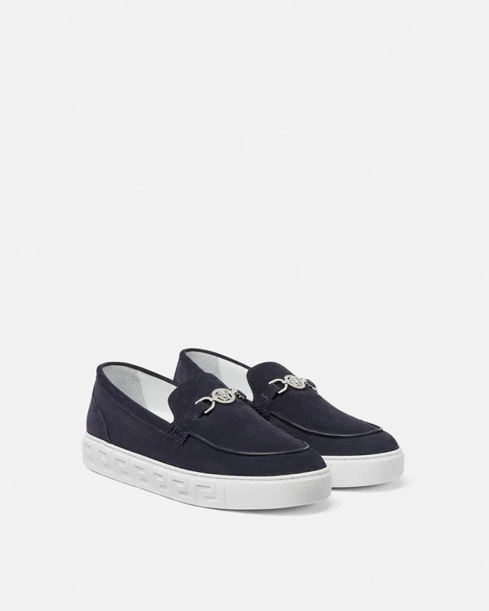Versace Loafers and Slippers Medusa 03995 Suede Greca Loafers Blue 8211 Men Versace Loafers and Slippers Medusa 03995 Suede Greca Loafers Blue 8211 Men