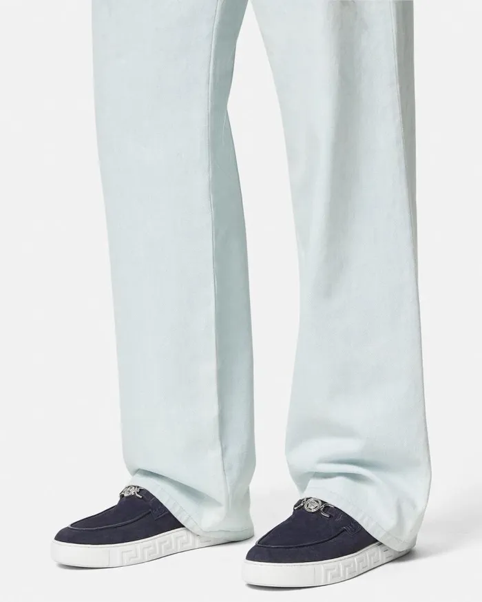 Versace Loafers and Slippers Medusa 03995 Suede Greca Loafers Blue 8211 Men Versace Loafers and Slippers Medusa 03995 Suede Greca Loafers Blue 8211 Men