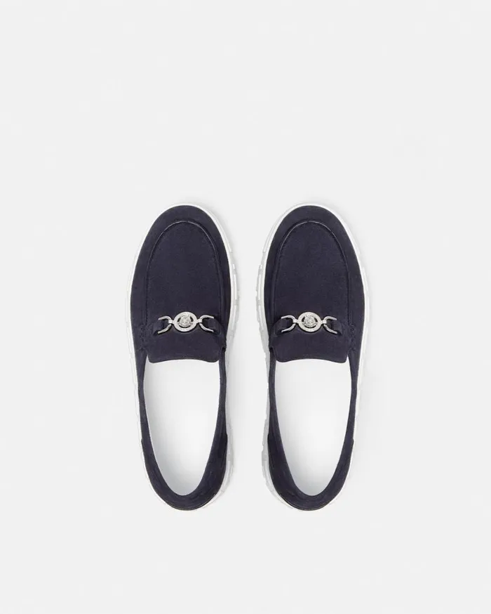 Versace Loafers and Slippers Medusa 03995 Suede Greca Loafers Blue 8211 Men Versace Loafers and Slippers Medusa 03995 Suede Greca Loafers Blue 8211 Men