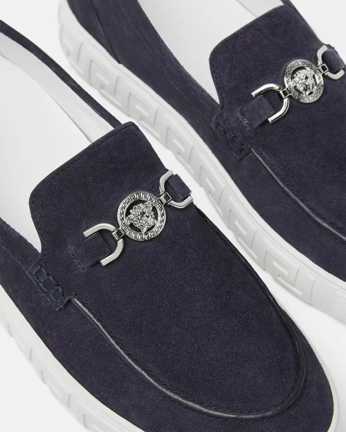 Versace Loafers and Slippers Medusa 03995 Suede Greca Loafers Blue 8211 Men Versace Loafers and Slippers Medusa 03995 Suede Greca Loafers Blue 8211 Men