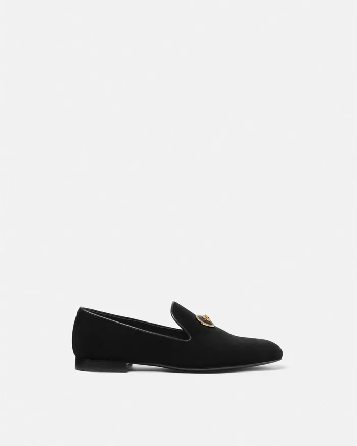 Versace Loafers and Slippers Medusa Velvet Slippers Blackgold 8211 Men