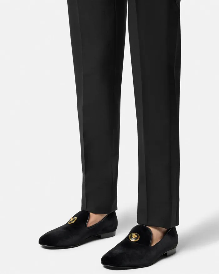 Versace Loafers and Slippers Medusa Velvet Slippers Blackgold 8211 Men Versace Loafers and Slippers Medusa Velvet Slippers Blackgold 8211 Men
