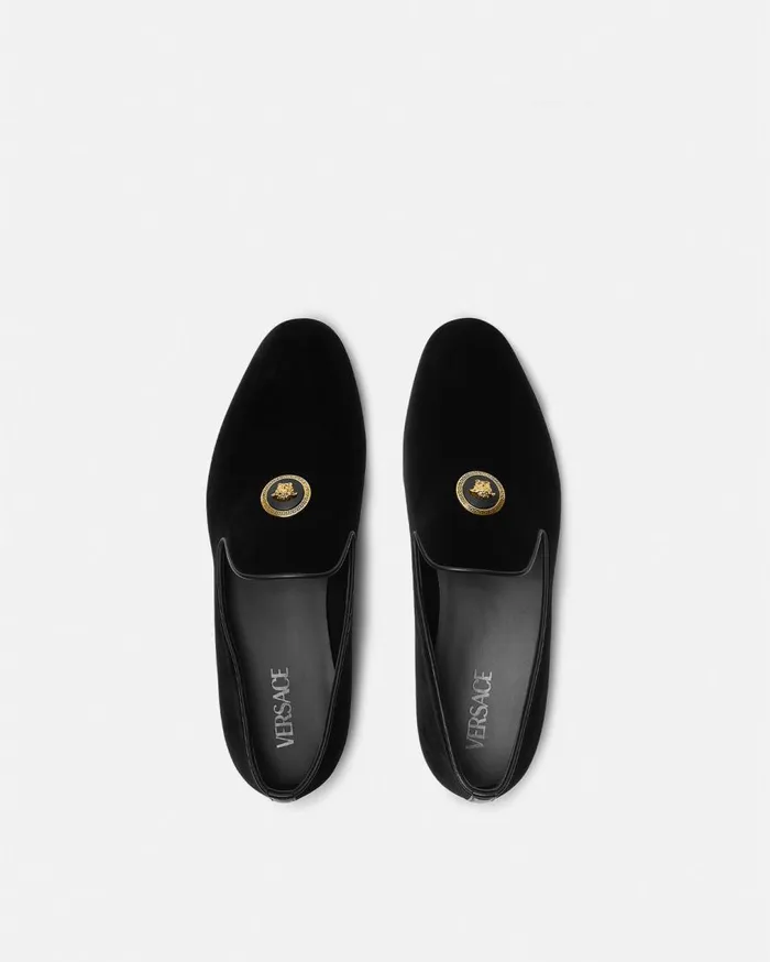 Versace Loafers and Slippers Medusa Velvet Slippers Blackgold 8211 Men Versace Loafers and Slippers Medusa Velvet Slippers Blackgold 8211 Men