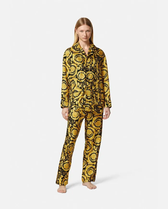 Versace Loungewear and Pajamas Barocco Print Silk Pajama Shirt Blackprint 8211 Women Versace Loungewear and Pajamas Barocco Print Silk Pajama Shirt Blackprint 8211 Women