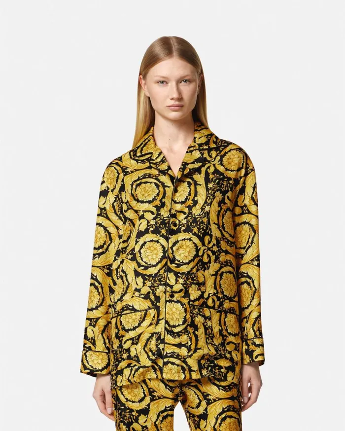 Versace Loungewear and Pajamas Barocco Print Silk Pajama Shirt Blackprint 8211 Women Versace Loungewear and Pajamas Barocco Print Silk Pajama Shirt Blackprint 8211 Women