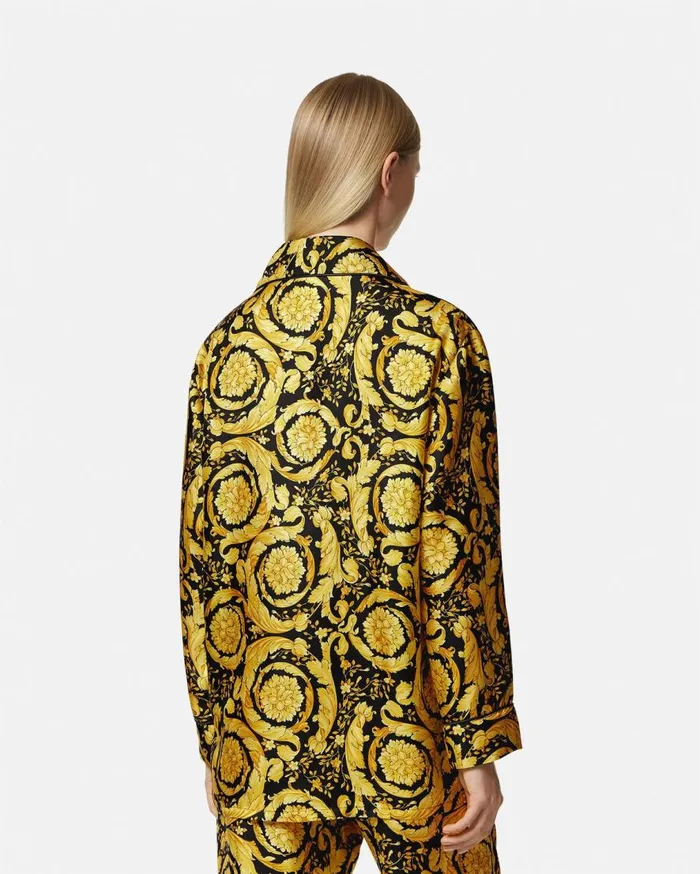 Versace Loungewear and Pajamas Barocco Print Silk Pajama Shirt Blackprint 8211 Women Versace Loungewear and Pajamas Barocco Print Silk Pajama Shirt Blackprint 8211 Women