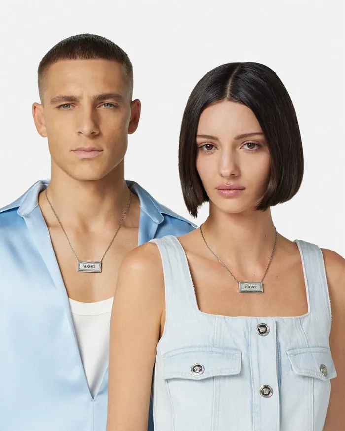 Versace Necklaces Large 03990s Vintage Logo Necklace Silver 8211 WomenMen Versace Necklaces Large 03990s Vintage Logo Necklace Silver 8211 WomenMen