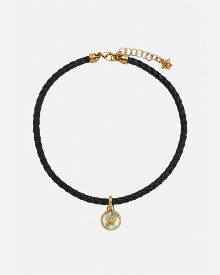 Versace Necklaces Medusa Biggie Leather Necklace Black 8211 Women