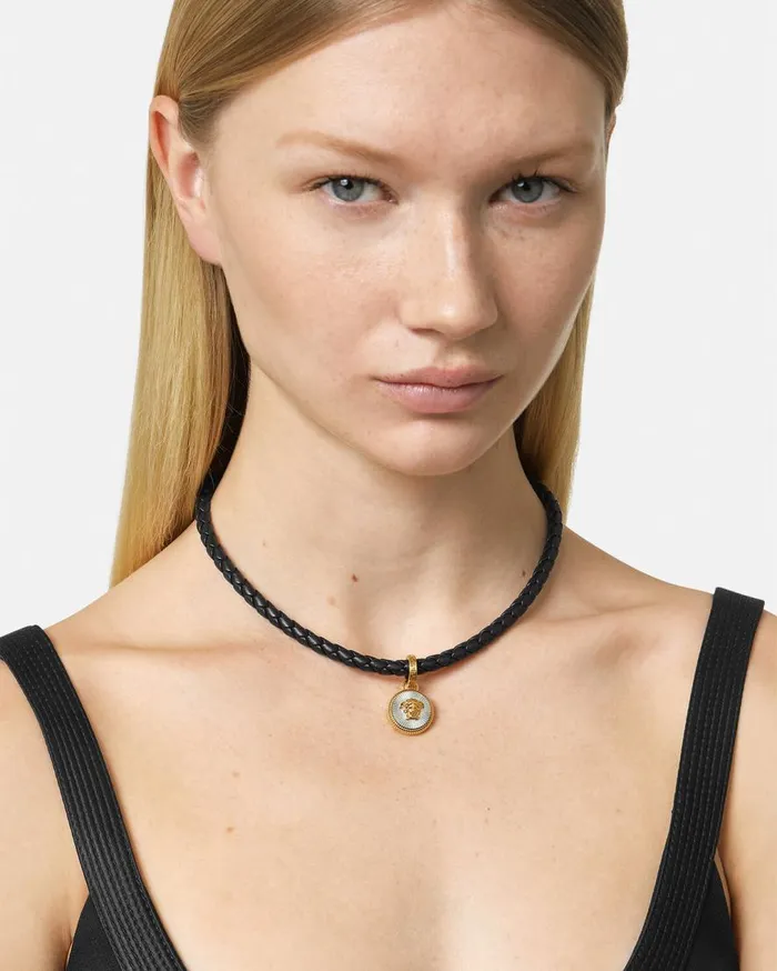 Versace Necklaces Medusa Biggie Leather Necklace Black 8211 Women Versace Necklaces Medusa Biggie Leather Necklace Black 8211 Women