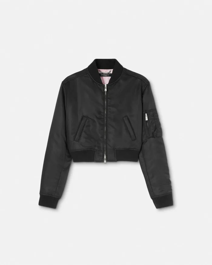 Versace Outerwear and Coats Cropped Bomber Jacket Black 8211 Women