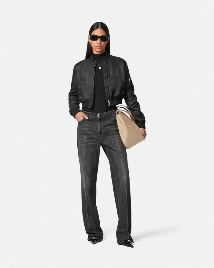Versace Outerwear and Coats Cropped Bomber Jacket Black 8211 Women Versace Outerwear and Coats Cropped Bomber Jacket Black 8211 Women