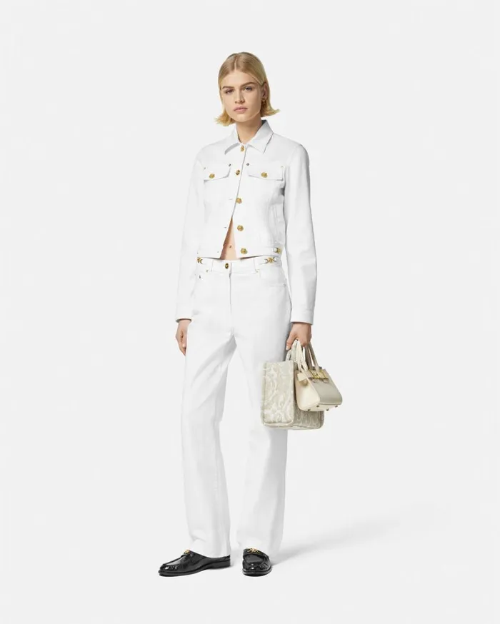 Versace Outerwear and Coats Denim Jacket White 8211 Women Versace Outerwear and Coats Denim Jacket White 8211 Women
