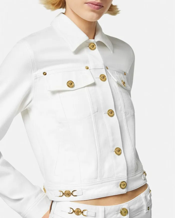 Versace Outerwear and Coats Denim Jacket White 8211 Women Versace Outerwear and Coats Denim Jacket White 8211 Women