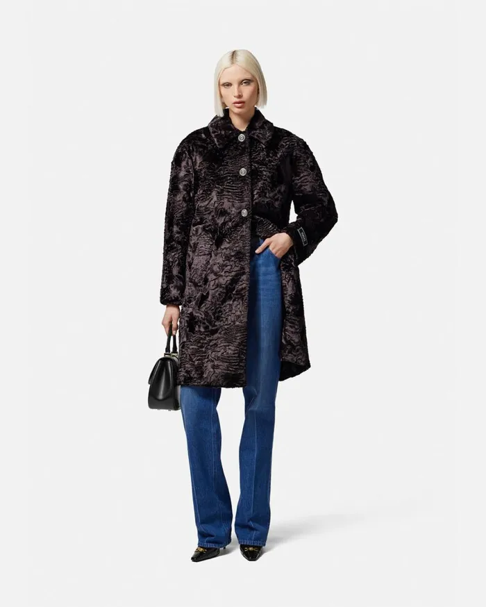 Versace Outerwear and Coats FauxFur Coat Black 8211 Women Versace Outerwear and Coats FauxFur Coat Black 8211 Women