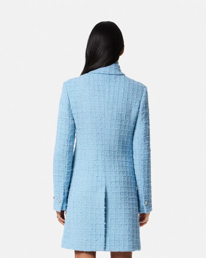 Versace Outerwear and Coats Heritage Tweed Aline Long Coat Light Blue 8211 Women Versace Outerwear and Coats Heritage Tweed Aline Long Coat Light Blue 8211 Women