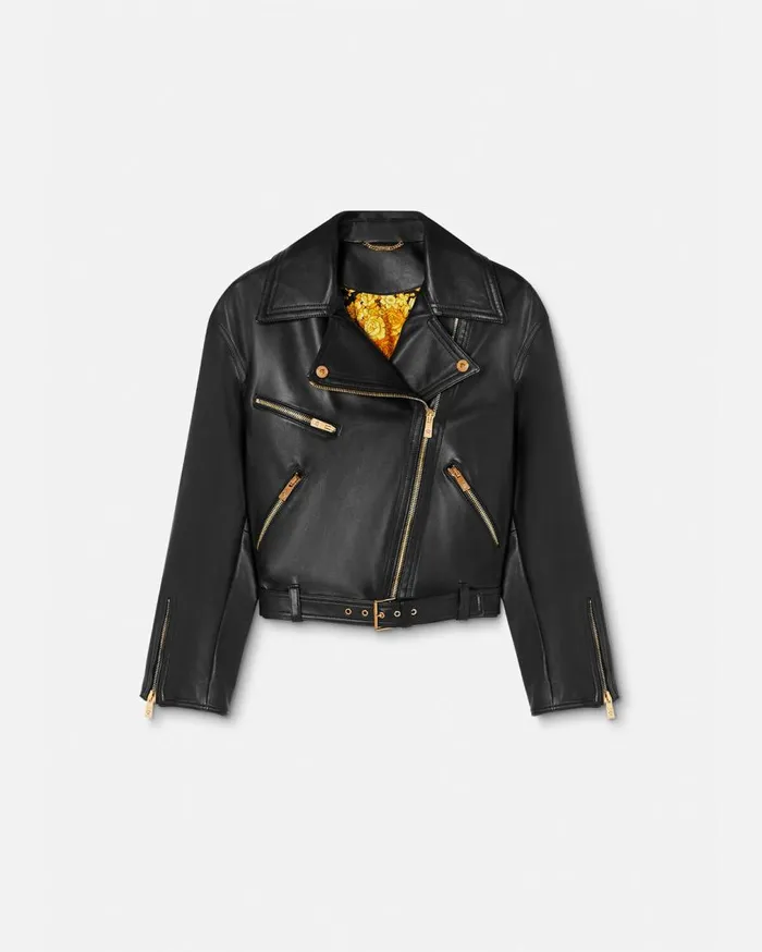 Versace Outerwear and Coats Leather Biker Jacket Black 8211 Women