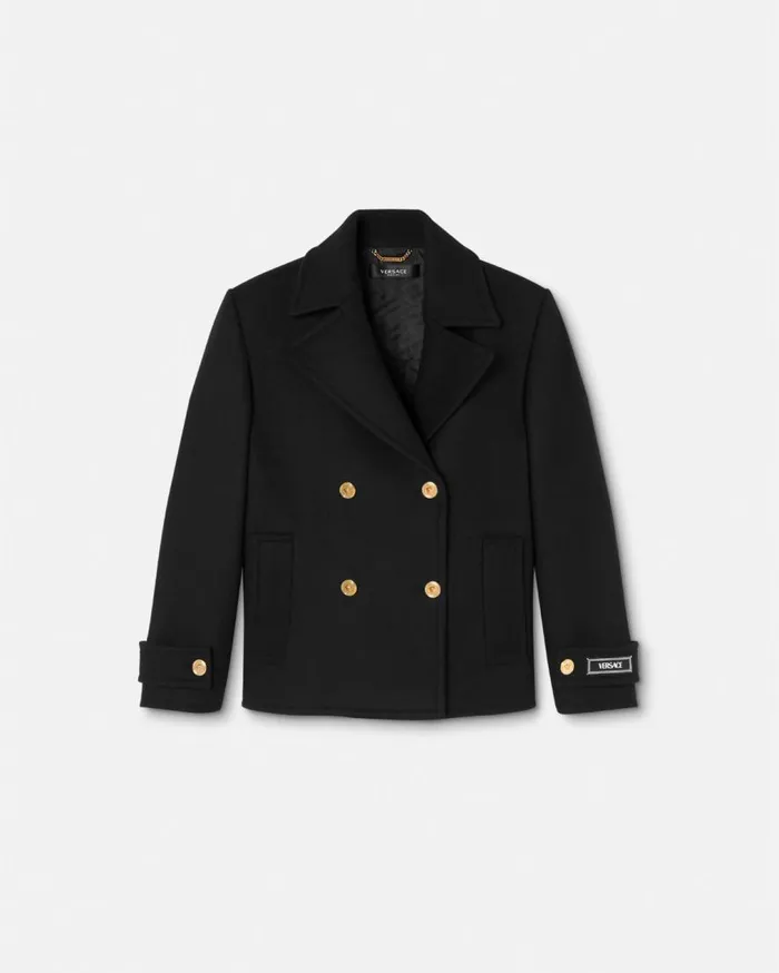 Versace Outerwear and Coats Wool DoubleBreasted Peacoat Black 8211 Women