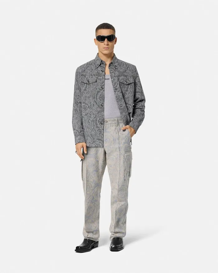 Versace Pants and Shorts Barocco Jacquard Cargo Pants Gray 8211 Men Versace Pants and Shorts Barocco Jacquard Cargo Pants Gray 8211 Men
