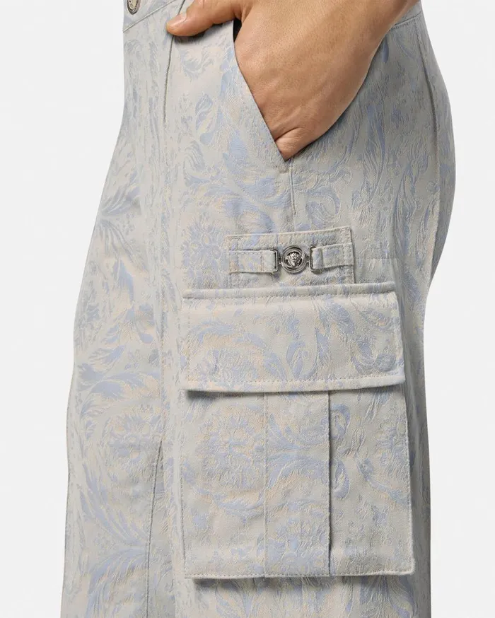 Versace Pants and Shorts Barocco Jacquard Cargo Pants Gray 8211 Men Versace Pants and Shorts Barocco Jacquard Cargo Pants Gray 8211 Men